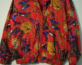 Miscellaneous Patterned Silk Zip Jacket