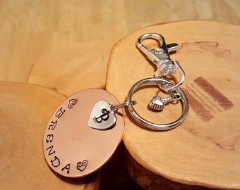 MADE TO ORDER custom keychain with clip Monogram and Name hand stamped and polished terrific gift idea