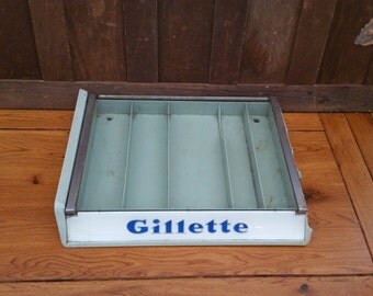 Vintage Gillette Safety Razor Display Case with Glass Top
