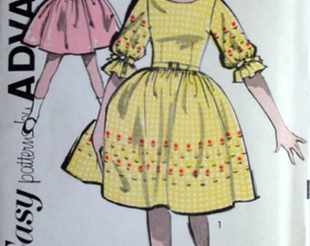 Vintage 60's Advance 2810 Sewing Pattern, Girls' Dress, Sew-Easy, Party Dress, Size 7, 25 Breast, Uncut FF