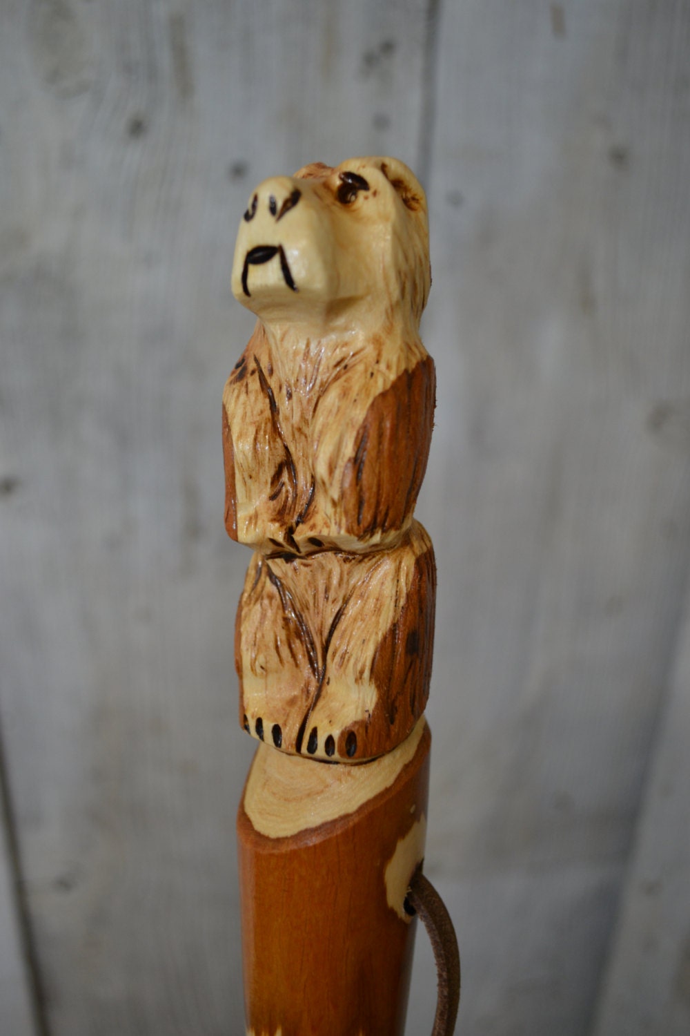 Bear Walking Stick Grizzly Carving Hand Carved Walking