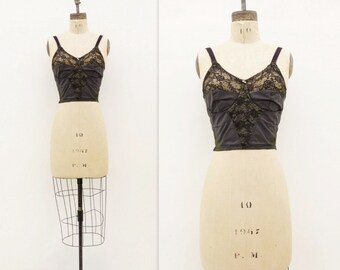 50s Long Line Bra 1950s Brassiere Vintage Corset Top Cotton Lace Bra 50s Black Lace Bra Vintage Bustier Vintage Bra Top 50s Bra Top m 38 A