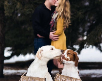 Pet SaVe THe DaTe SiGn - Dog PHoTo PRoP SiGn -Calligraphy Lettering - Pet Wedding SiGnS -RuSTic WeDDing SiGn- Our Humans are Getting Married