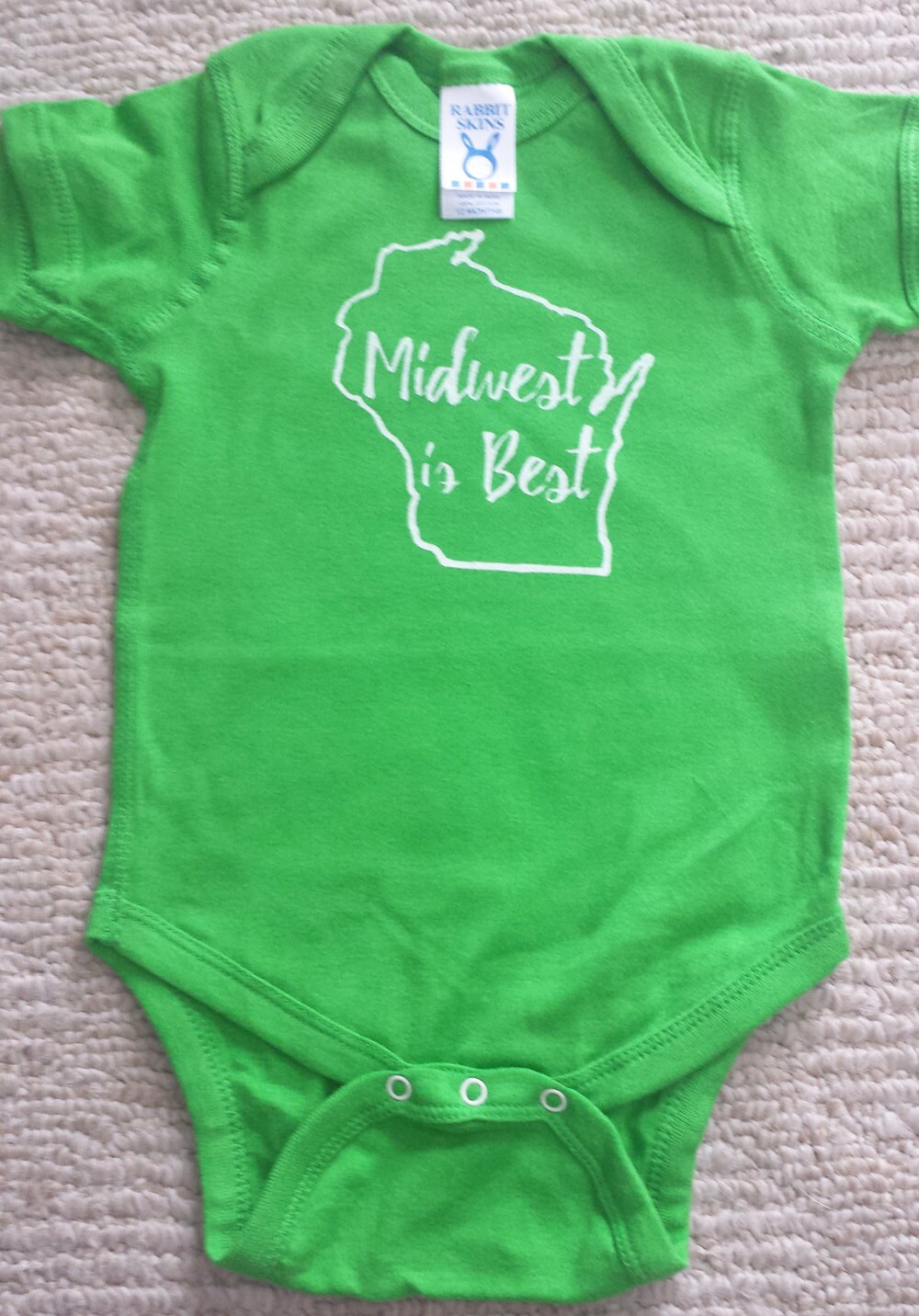 Wisconsin 'Midwest is Best' Onesie Lime Green