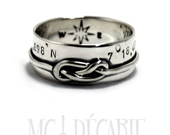 8 Knot ring band, large ring with knot rope, sailor 8 knot ring, personalized knot ring, coordinate ring, gift ideas, wedding ring band knot