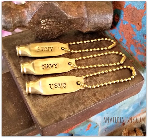 Bullet Keychain USMC Key Chain Army Keyring Navy Hand