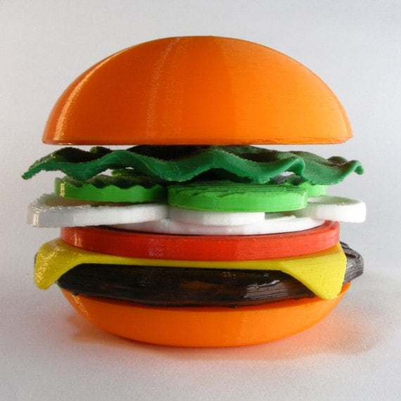 hamburger 3d printed toy cheeseburger desk toy fun by MeshCloud