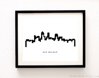 Des Moines Skyline Print - Des Moines Cityscape Print - Des Moines Art Print - Des Moines Wall Art - Aldari Art