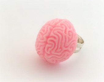 Creepy cute brain ring, pastel goth jewelry, spooky Halloween accessory