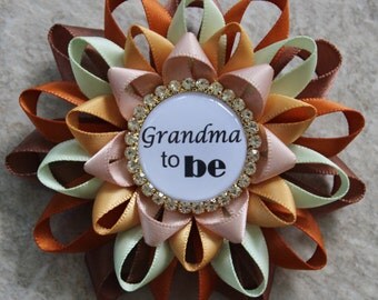 Fall Baby Shower Decorations, Baby Shower Fall Theme, Baby Shower Pins, Grandma to Be Pin, Gold, Orange, Autumn Baby Shower Corsages