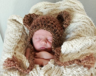Bear Hat - Brown Bear Hat - Baby Bear Hat - Baby Hat - Newborn Bear Hat - Photo Prop- Baby Shower Gift -by JoJosBootique