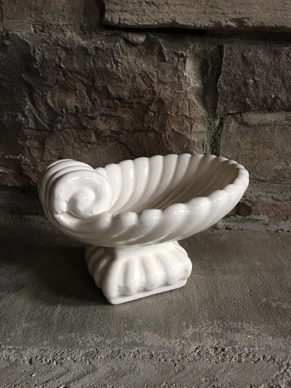 Vintage Pedestal Soap Dish White Ceramic Shell by MyVintageAlcove