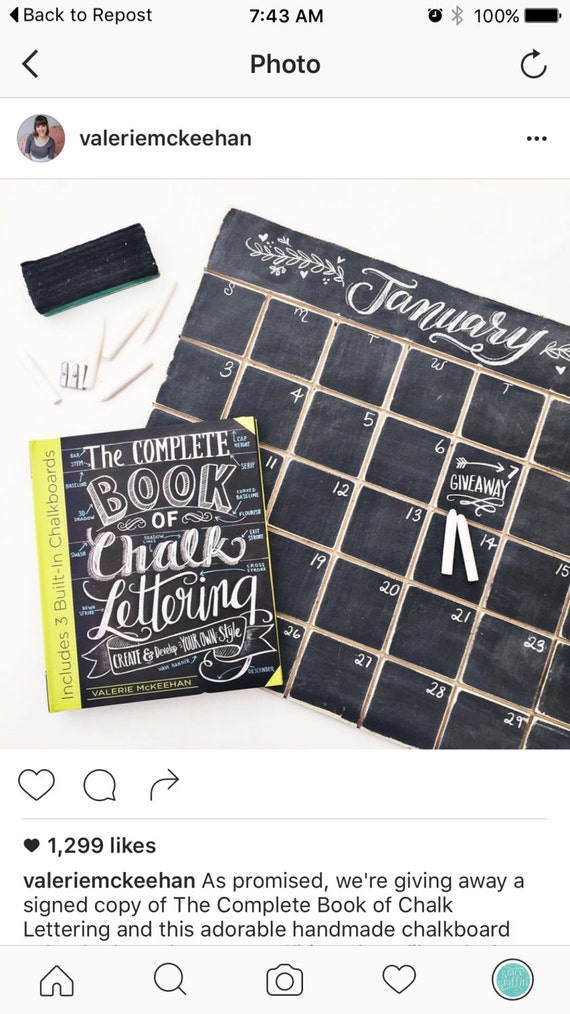 Wooden Chalkboard Calendar Distressed Engraved by gracegraffiti