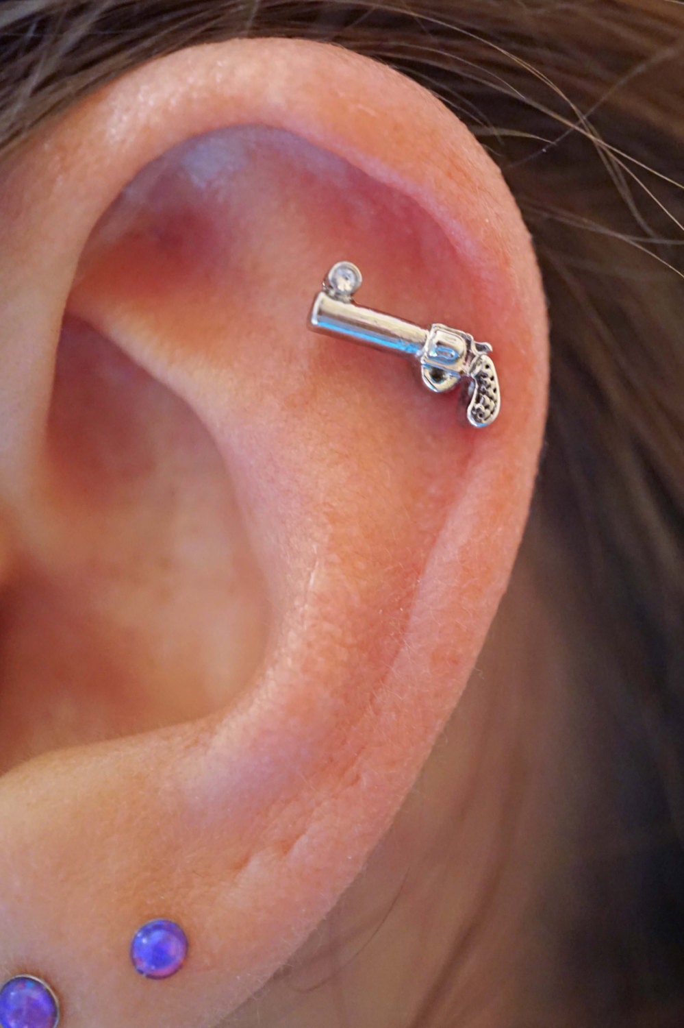 Revolver Gun Cartilage Earring Tragus Earring Helix Earring