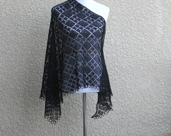 Black Lace Head Shawl