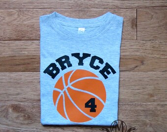 Personalized basketball birthday shirt, boys basketball shirt with name and number, gift for kids