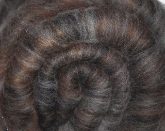 Drum carded Silk / Merino wool fiber batt for spinning and felting - 2.3 ounces - Rembrandt's Shadows