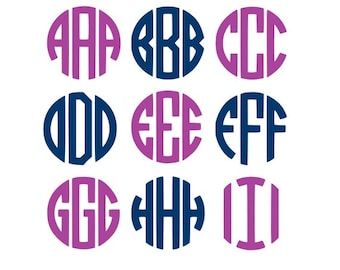 Circle Monogram SVG, Circle Monogram Font, SVG Files, Silhouette Cut Files, Cricut Cut Files