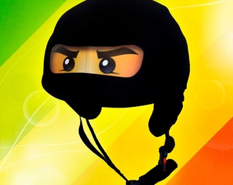 Cole Ninja Ninjago kid size ski helmet cover, snowboard helmet cover, bike and cycling helmet cover, riding helmet cover, skate helmet cover