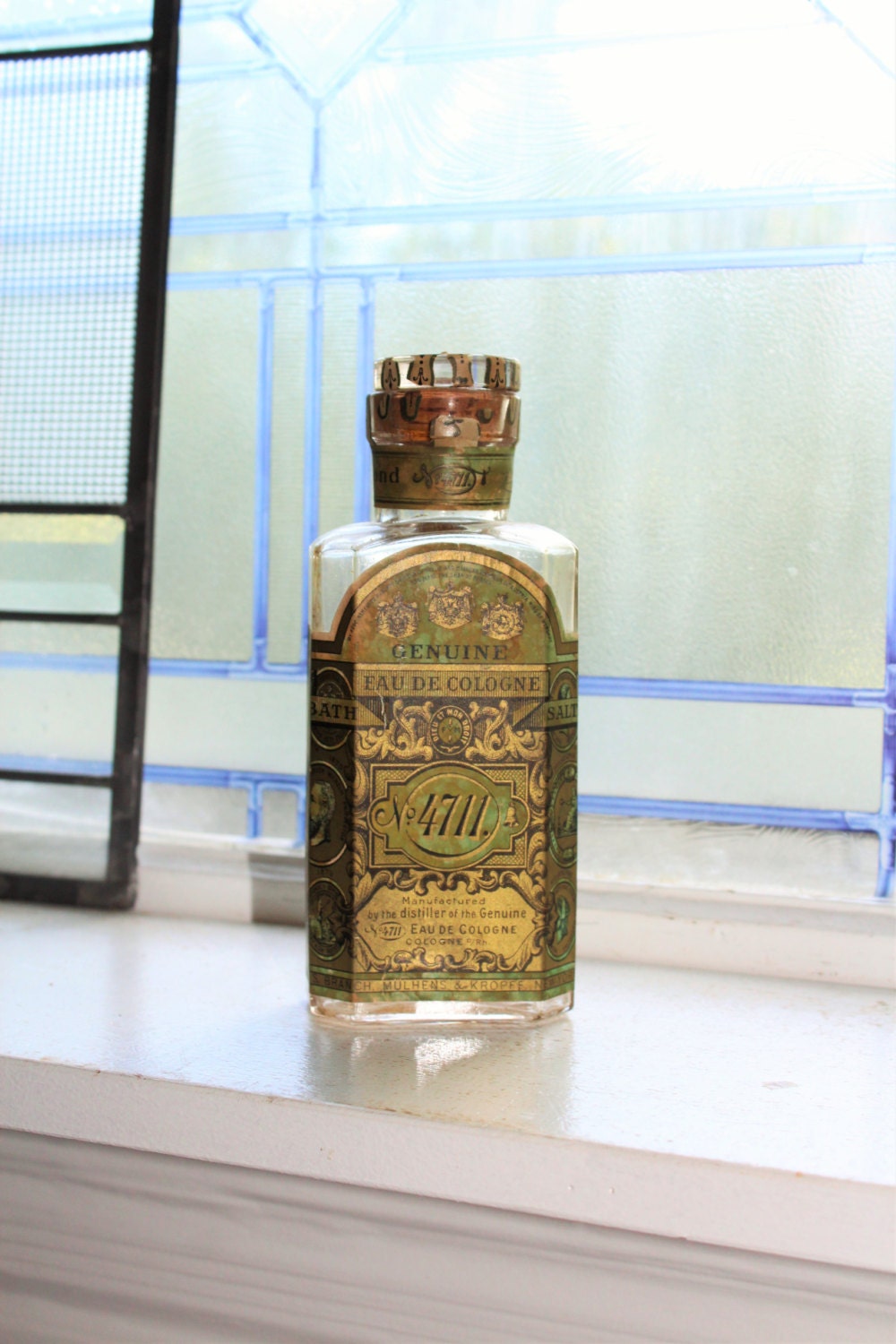 Antique Bath Salts Bottle 4711 Eau De Cologne Large Bottle Bathroom Decor