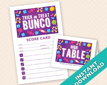 Halloween Bunco Scorecard and Table Card Set (a.k.a. Bunko, score card, score sheet)