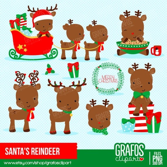 santa reindeer clipart - photo #29