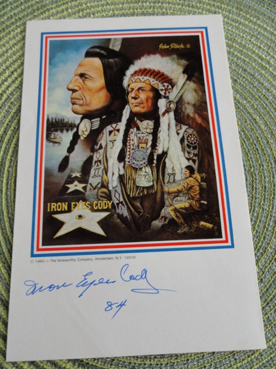 B526 Iron Eyes Cody autogragh John Steele print