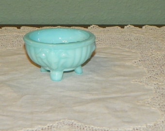 Antique Portieux Vallerysthal SALT DIP Holder Sellar Seller PV blue opaline glass Ram France French signed