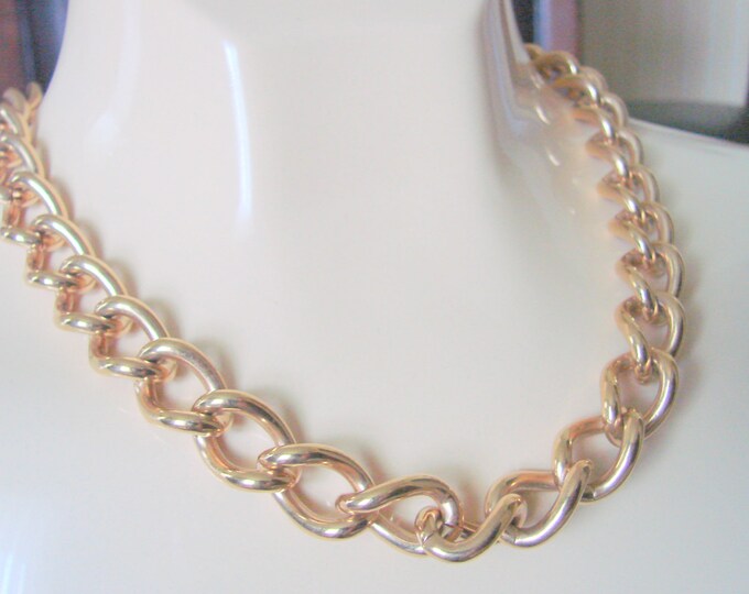 80s Chunky Modernist Goldtone Necklace / Vintage Jewelry / Jewellery