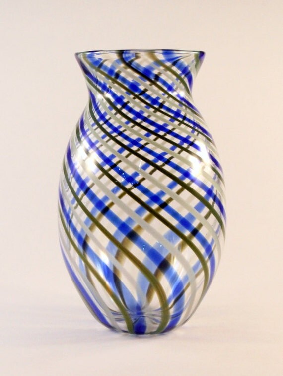 Hand BlownTwisted CaneGlass Vase by RMasicaGlassArt on Etsy