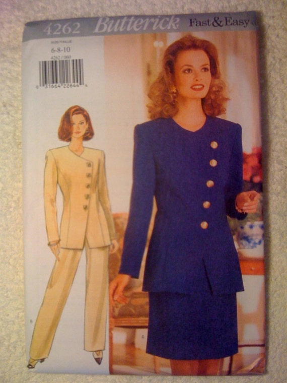 Butterick 4262 Sewing Pattern 90s UNCUT Fast and Easy Misses Jacket, Skirt and Pants Size 6-8-10