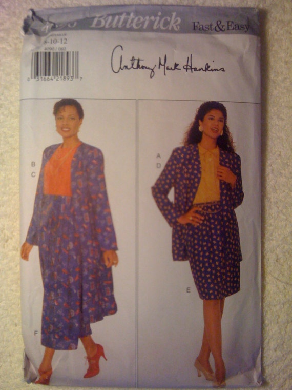 Butterick Sewing Pattern 3302 90s Misses and Misses Petite Jacket, Top and Skirt Size 8-10-12 Uncut