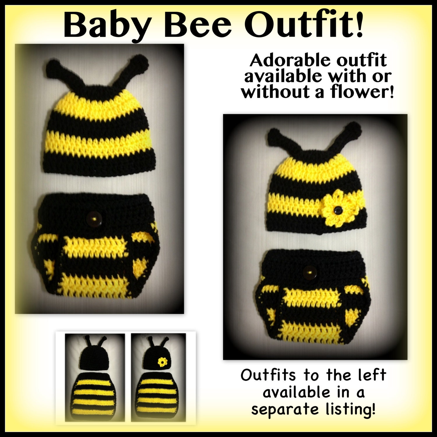 Baby bee outfit baby bee clothes bee diaper cover and hat