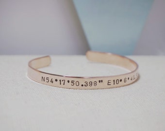 Coordinates Jewelry - Hand Stamped - Metal Bracelet - Cuff