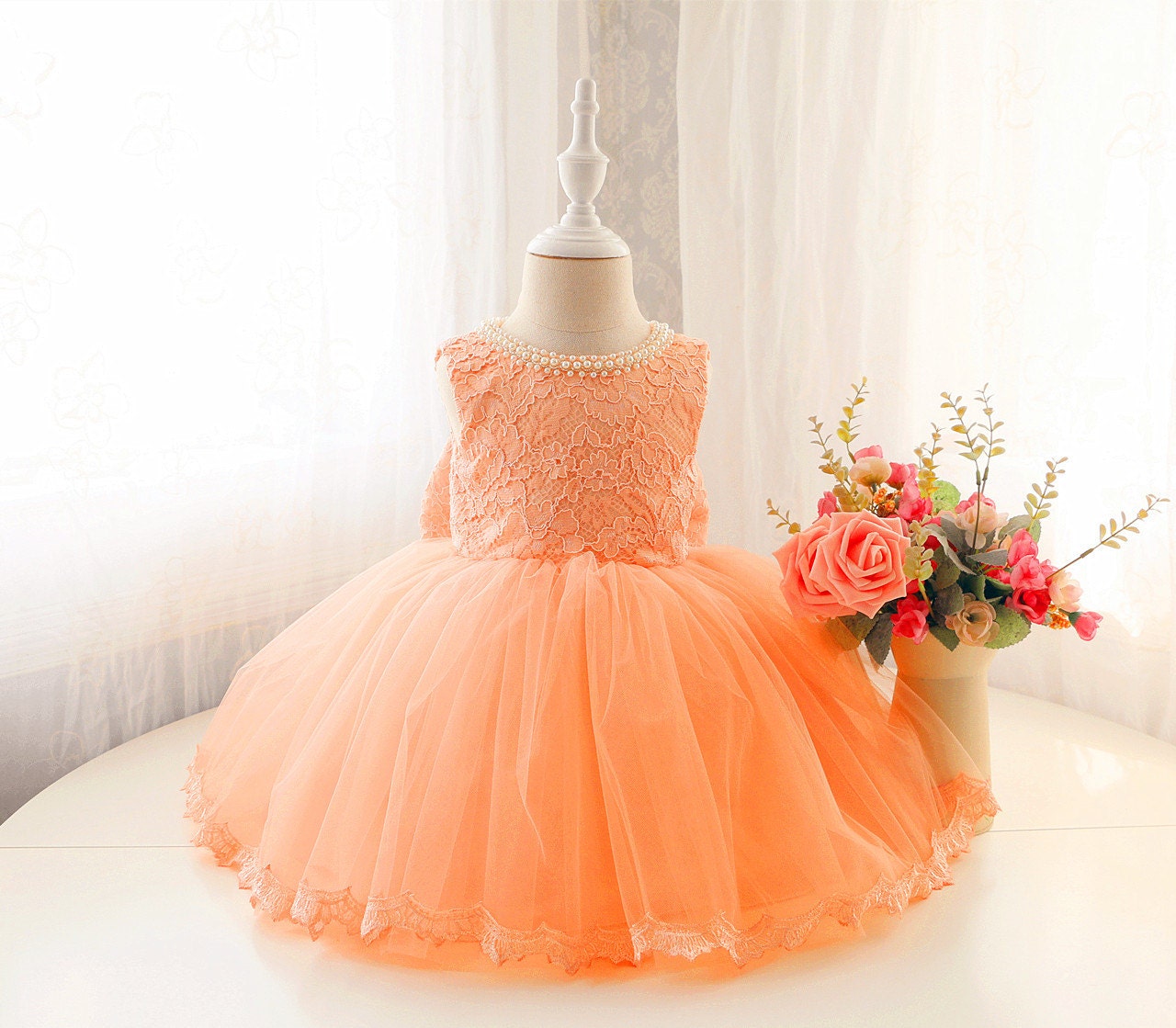 Lace Top Couture Flower Girl Dress Baby Pageant Dress Infant