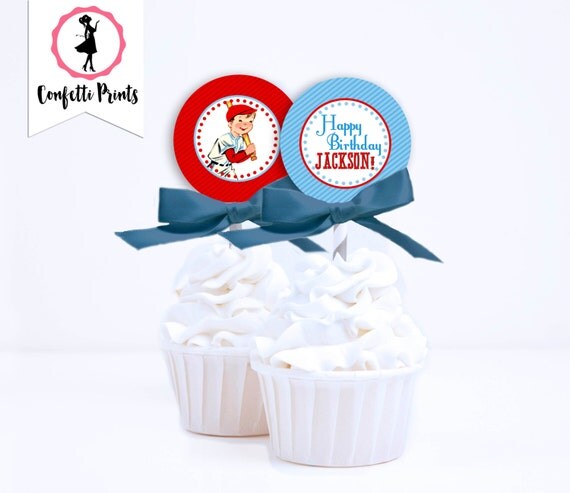 Baseball Birthday Cupcake Toppers | Vintage Baseball Party Cupcake Picks | Baseball Baby Shower | Baseball Theme Party - BATTER UP Printable Il_570xn