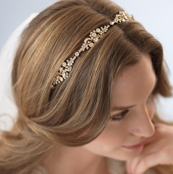 Gold Bridal Headband Gold Wedding Headband Gold Bridal