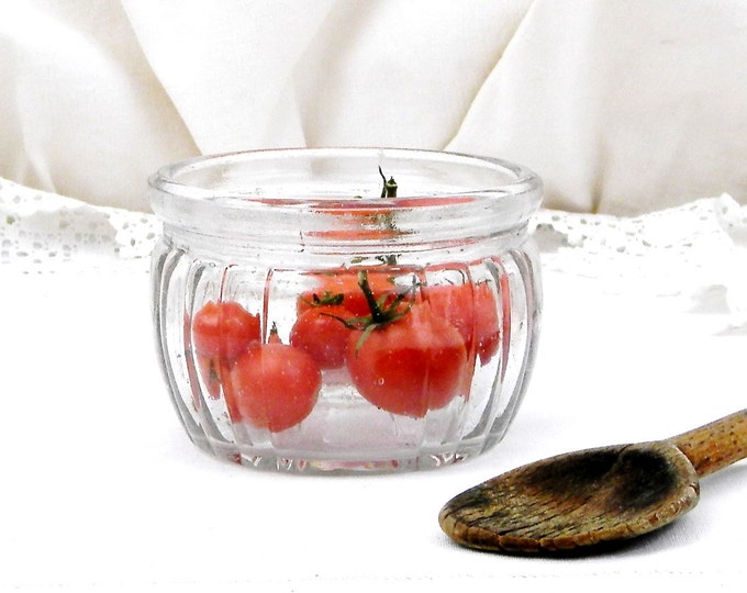 Antique French Thick Glass Traditional Unusual Faceted Glass Jam Jar, French Country Decor, Shabby Chic, Chateau Decor, Kitchen, Jelly Pot