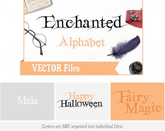 Enchanted Alphabet VECTOR Alphabet/Font: Design/ Instant Download; .ai .eps .psd .pdf .svg .dxf .emf