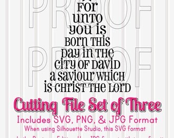Luke 2:11 Nativity Christmas Cut File Set of Three Cut File Designs in SVG, PNG, & JPG formats. Christmas Tree svg Christmas Tree Cut File