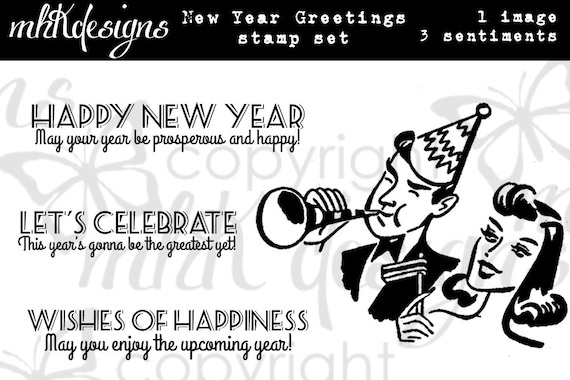 New Year Greetings Digital Stamp Set