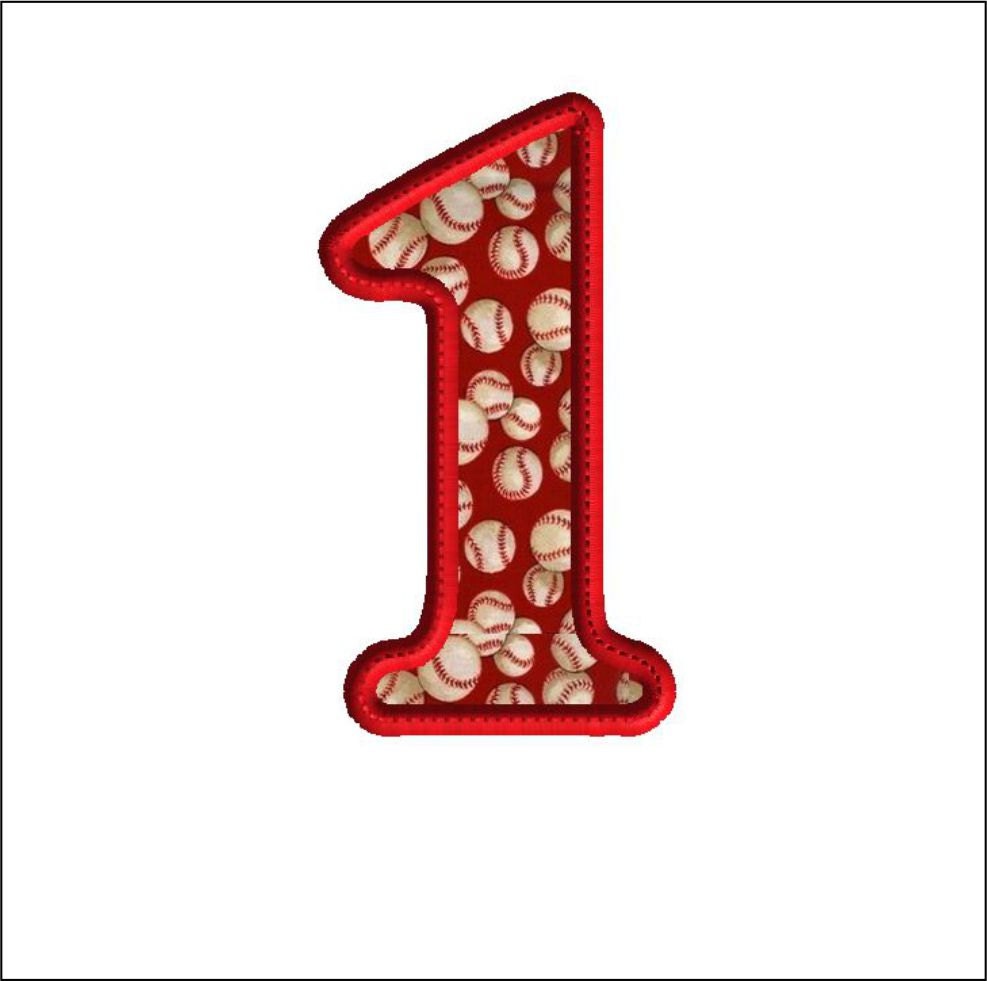 Embroidery design, 1st birthday, Number 1 Applique, machine embroidery
