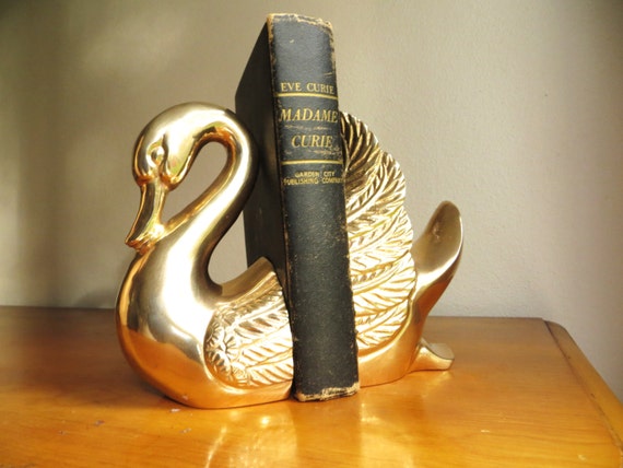 Vintage Brass Swan Bookends Brass Bookends By Dewymorningvintage