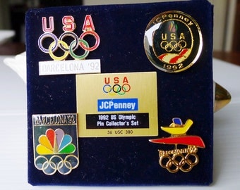 Olympic Pin Collection, Vintage 1992 US Olympic Pin Collector's Set, USA JCPenney 1992 Barcelona Olympics Hat Pin Jewelry Collection