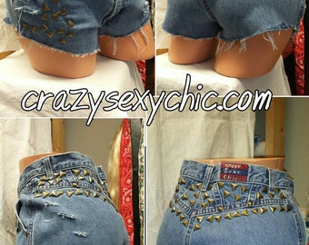 Hand-Painted & Patched Shorts size 4 / 27 by CrazySexyChic on Etsy