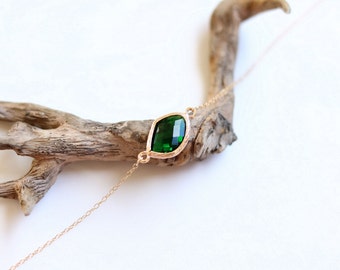 Emerald Bracelet - Charm Bracelet - Gemstone Bracelet - Gold Bracelet - Stone Bracelet - Arm Candy - Green Quartz - Stacking Bracelet