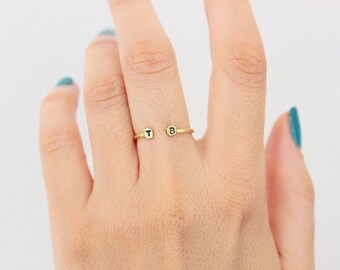 Tiny Initial Ring,Personalized Jewelry,Monogram Ring, Stackable Name Rings,Rose Gold Ring, Personalized Gifts,Gift, Bridesmaid Gift