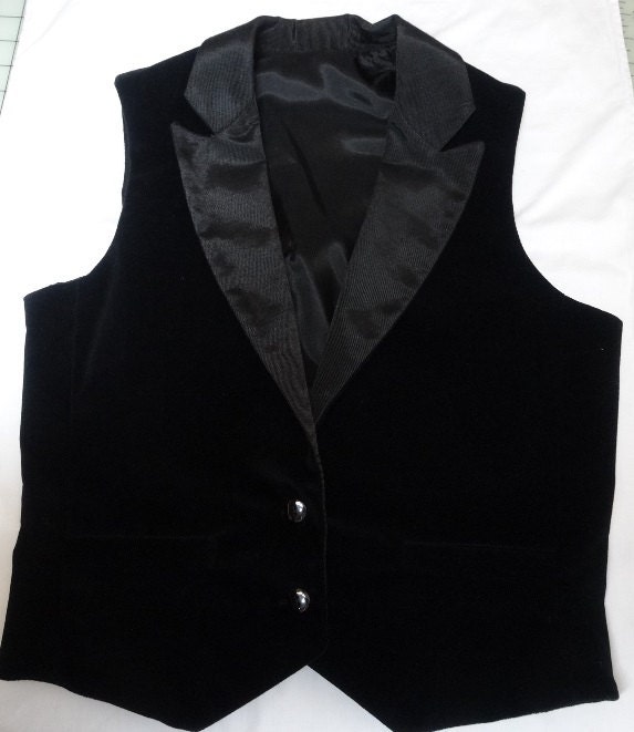 1980s Vintage Black Velvet Vest by Tomboy by VictorianWardrobe