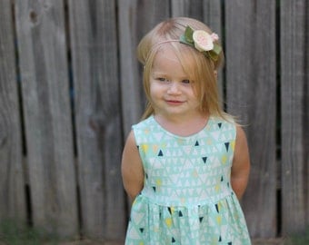 Baby girl clothes, baby girl dress, baby girl outfit, girls birthday dress, baby dress, toddler dress, flower girl dress, mint triangle