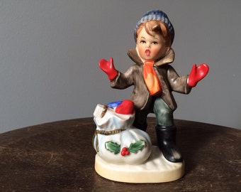Vintage Napcoware Hummel Style Figurine German Boy with Peach